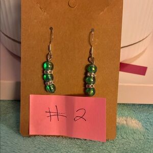 Elegant Green Beaded Earrings bracelet, and necklace set